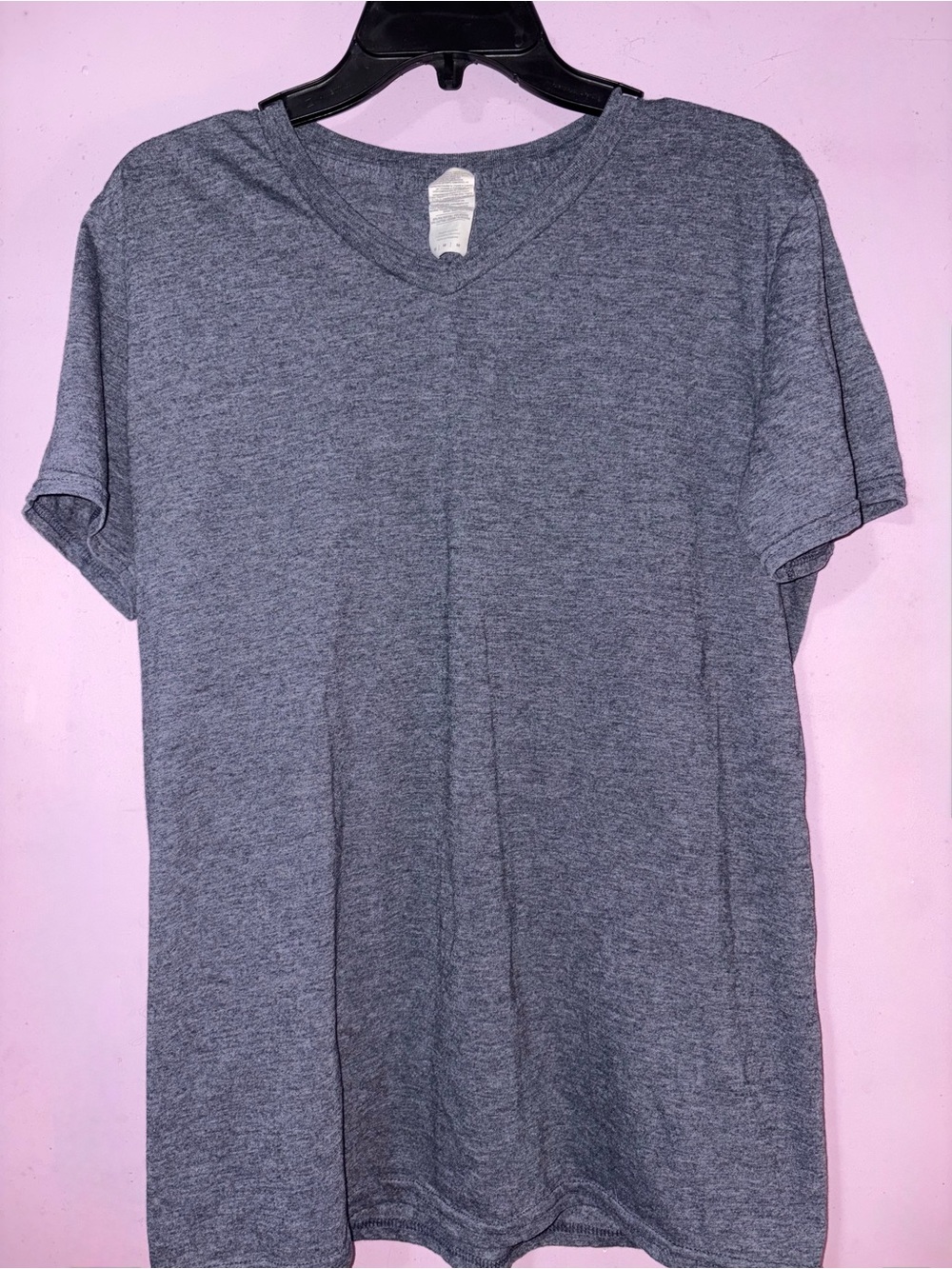 Gildan Women's Heather Gray Short Sleeve V-Neck Tee